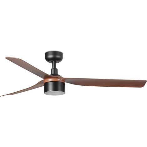 Faro Punt Ventilateur de plafond Punt 132 cm TEK LED, noir mat, pales en noyer, 3000 K (1/3)