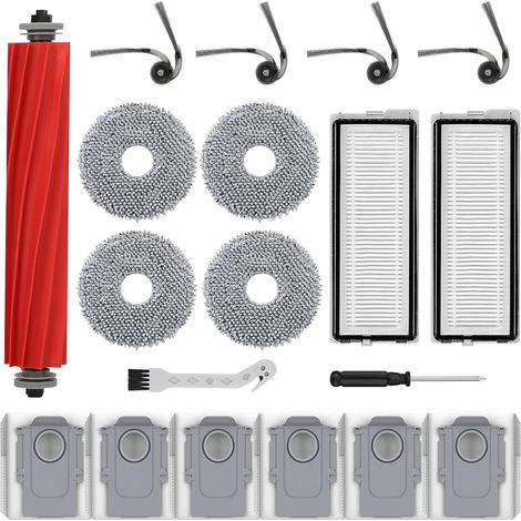 Zubehör Ersatz für Roborock QV 35A / QV 35S / QR 598 / QR 798 Saugroboter \u2013 1 Hauptbürste,6 Staubbeutel,4 Seitenbürsten, 2 HEPA Filter, 4 Wischtücher, 1 Reinigungsbürste (1/5)