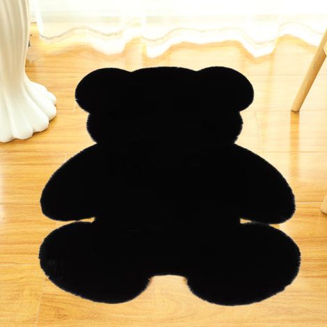 Tapis Ours En Peluche 45x60cm Decoration Chambre Noir Accessoire Doux Salon (1/4)