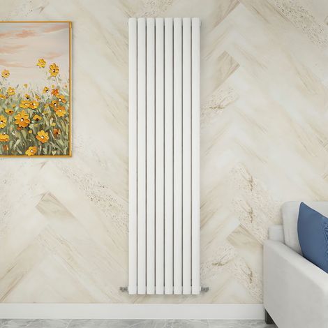 SKY Bathroom 1800x472mm White Single Vertical Oval Column Designer Central Heating Radiator (1/5)