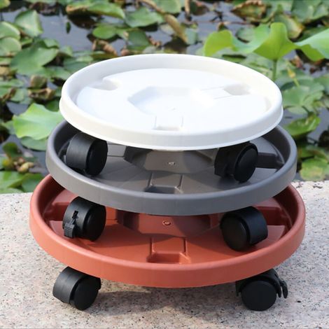 Plateau de Déménagement Épaissi - Plateau Rond avec Roulettes Mobile pour Pots et Jardinières - ABS Gris Modèle 300 (30cm) (1/4)