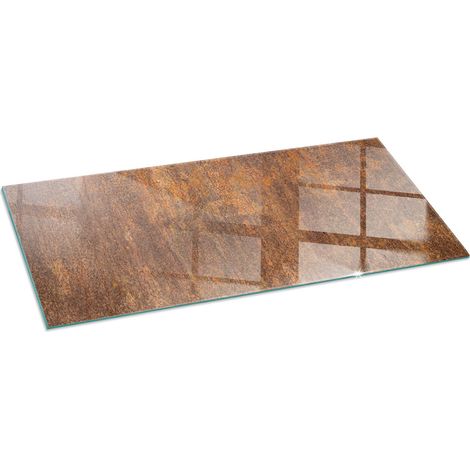 Plaque de Verre pour Cheminée Revêtement de Sol Plancher de Pare-feu Protection Contre Etincelles Texture rouillée sur métal 125x50 cm (1/5)