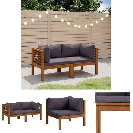 The Living Store - 2-Sitzer-Gartensofa mit Kissen Massivholz Akazie (1/5)