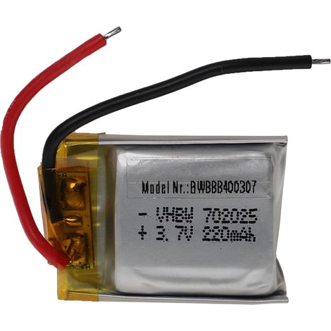 vhbw Batería recargable para modelismo por ej. coche carreras, avión (220mAh, 3,7V, Li-poli, 29 x 20 x 7mm)