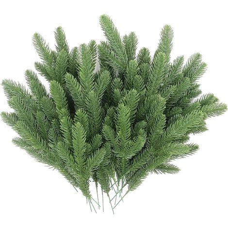 40 Branches de pin, design réaliste, plastique durable, intérieur extérieur, décoration Noël mariage (1/5)