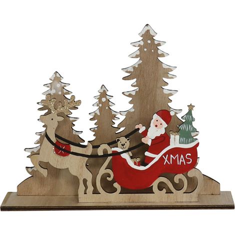 PAISAJE TRINEO SANTA MADERA 17,6X22,5 CM -
