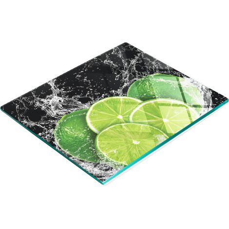 Tabla de cocina de vidrio templado con gr谩ficos decorativos de lima y agua, 60x52 cm. (1/5)