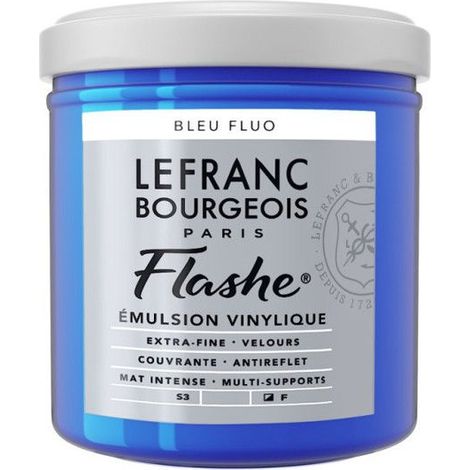 Peinture vinylique - Flashe - Bleu fluo - 083 - Lefranc Bourgeois - 125ml