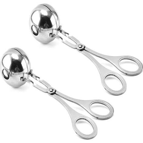 Strumento per polpette, 2 pezzi, formatrice di polpette antiaderente con manico antiscivolo rimovibile, pinza per polpette in acciaio inossidabile, bastoncino per dolci, pinza per ghiaccio, paletta pe (1/5)