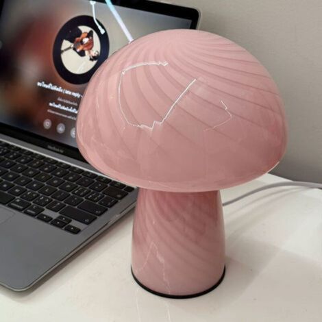 Lampe de table champignon en verre moderne, lampe de table LED, veilleuse, décoration, rose [Classe énergétique A] FLITI (1/4)