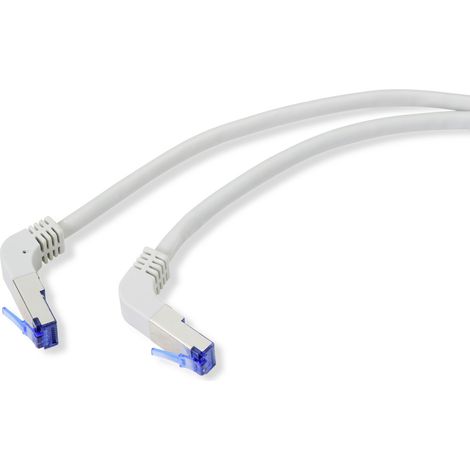 Renkforce RF-4892468 RJ45 Patchkabel CAT 6a S/FTP 0.15 m Grau 90° nach unten gewinkelt 1 St. (1/3)