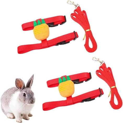 2 Pièces Harnais et Laisse réglables pour Lapins Harnais Laisse Furet Harnais Cochon d'Inde Harnais Réglable pour Chats, Lapins, Chiots, Furets Et Autres Petits Animaux (Rouge) (1/5)