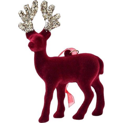 Effet floqué rouge peluche renne élan statue, mignon assis, pour armoire à vin décoration de table,B (1/5)