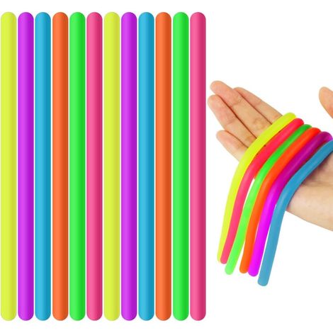 Jouet Sensoriel Corde - 12 Pièces - TPR Souple - Extensible Anti Stress - Enfant Adulte TDAH - 6 Couleurs (1/5)