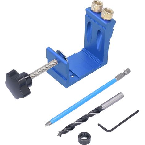 Jig de perçage oblique 15° pour assemblage bois, gabarit de perçage à chevilles, outil de menuiserie professionnel (1/5)