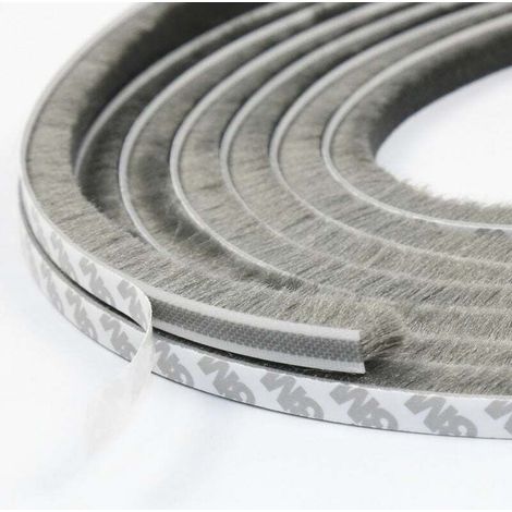 Tira de cepillo autoadhesiva antipolvo para ventanas y puertas móviles, 9 mm x 15 mm (gris) (1/4)