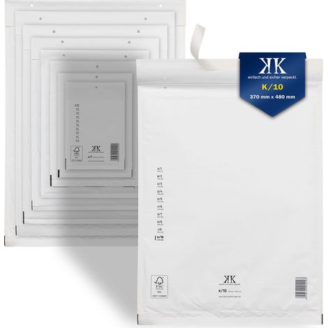 1400 Luftpolster-Versandtaschen K10 K/10 370x480mm (Außenmaß) Weiß (1/5)