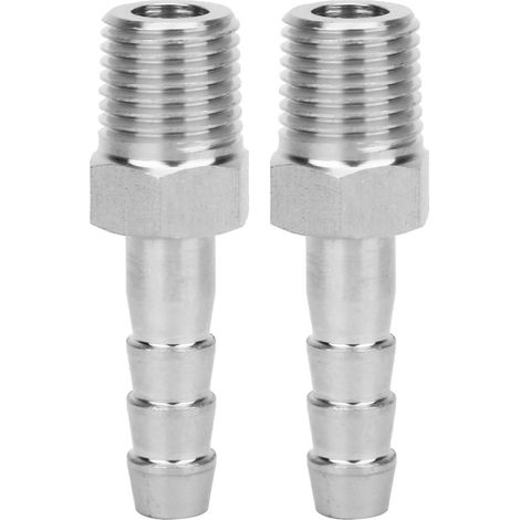2 pièces raccord fileté mâle BSPT en acier inoxydable 1/4 pouce, raccord rapide à barbillon, raccord de tuyau (BSPT1/4-8 mm) (1/5)