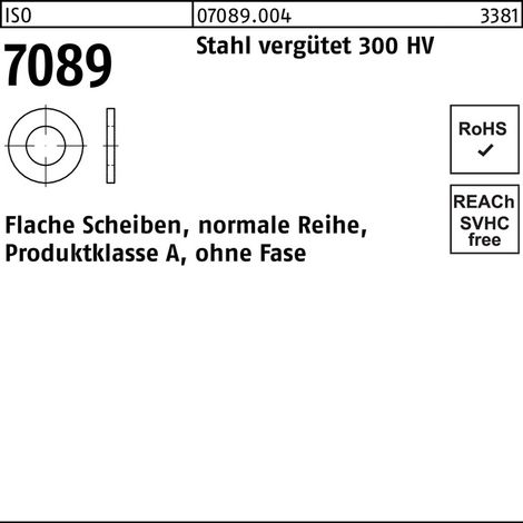 Rondelle plate ISO 7089 non chanfreinée 6 acier trempé 300 HV 200 pièces