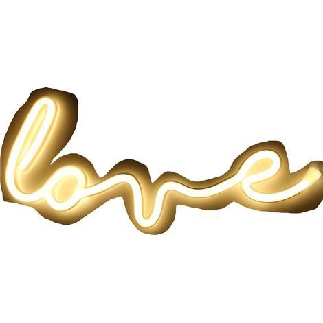 Décoration murale lumineuse néon « Love », alimentée par piles et USB, néon blanc « Love »