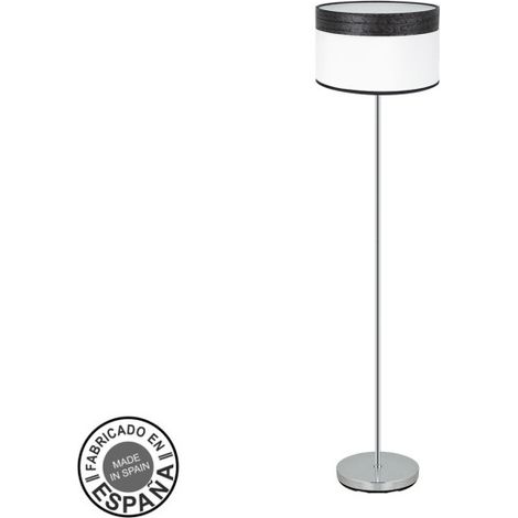 FABRILAMP Boden Wohnzimmer Cloe 1xe27 Chrom/Weiß-Holz Schwarz162x40x40 cm