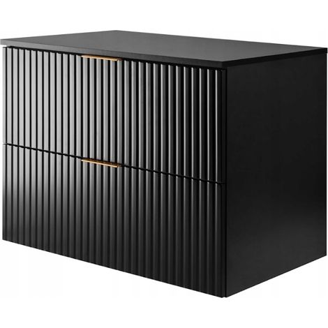 Hängende Waschtischunterschrank - 80 cm - Schwarz - Modernes Design - Optimierter Platzbedarf (1/5)