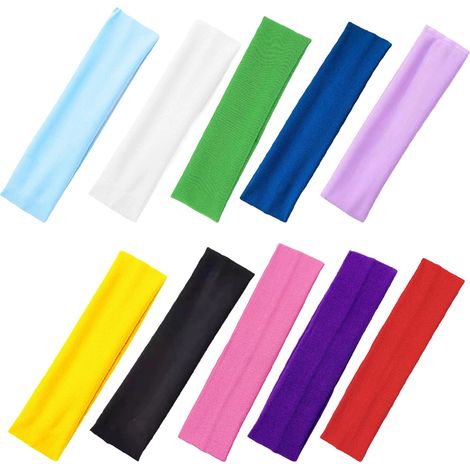 10 cintas para la cabeza, de algodón elástico, suaves y absorbentes, para deportes, yoga y correr. (1/5)