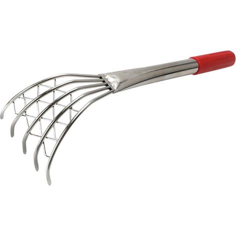 Râteau à Palourdes en Acier Inoxydable Argenté à Griffes Outil de Plage pour Creuser le Sable, Manche en Plastique, Design à Griffes pour Coquillages (1/5)