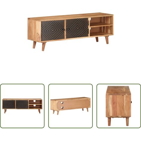Armoire hifi bois - Meuble TV 115x30x39 cm Bois d'acacia massif (1/5)