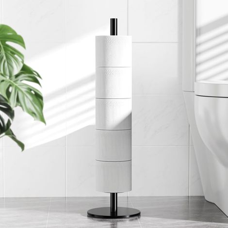 Porte-Papier Toilette Noir pour Le Rangement du Papier Toilette de la Salle de Bain, Porte-Papier Toilette autoportant en Acier Inoxydable (1/5)