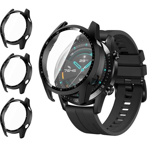 [3 Pièces Coque pour Huawei Watch GT2 46mm, Protection Écran Verre Trempé Couverture Case de Protection en PC Ultra Mince pour Huawei Watch GT2 46mm (1/5)
