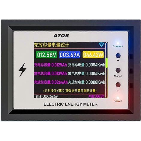 Testeur de capacité de batterie ATORCH WiFi Coulomb Meter Voltampèremètre Moniteur de batterie au lithium avec relais 80A pour batteries 0-420V (1/5)