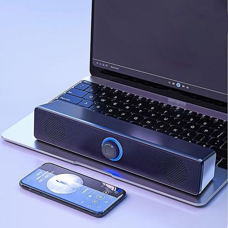 JSSEVN - Barre de son filaire et sans fil alimentée par USB pour TV, ordinateur portable, système de haut-parleurs home cinéma compact avec son surround, noir