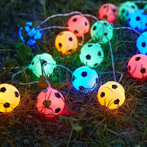 Guirlandes Lumineuses Football,Guirlande Lumineuse Intérieur/Jardin, Fairy Lights LED USB, 3M Couleur 20LED, Déco Chambre Fille, Bar, Fête, Décoration Nol