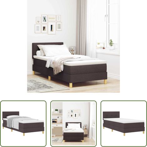Matratze - Boxspringbett mit Matratze Dunkelbraun 90 x 200 cm Stoff (1/5)