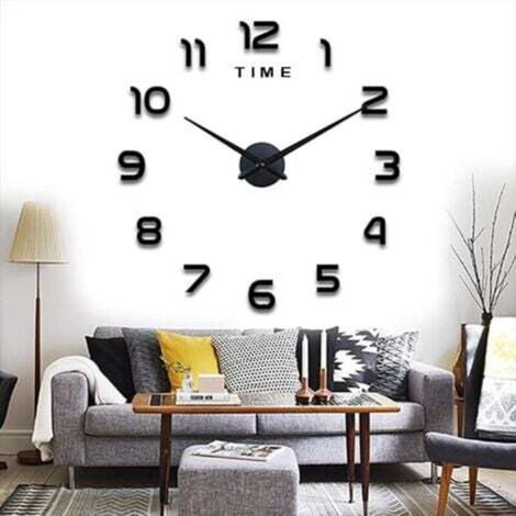 Modern DIY Large Wall Clock, Silent, Modern Metal Wall Clock, Home Office Decorations - Black