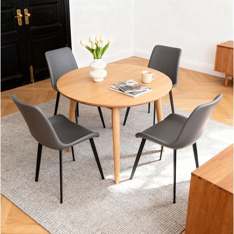 Sillas de comedor de PU gris, lote de 4, estructura de acero, respaldo ergonómico DESVIAE (1/5)