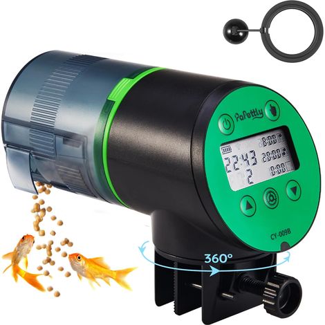 1 Distributeur Nourriture Poisson, 200ml, Écran LCD, Minuterie Programmable, Aquarium Tortue