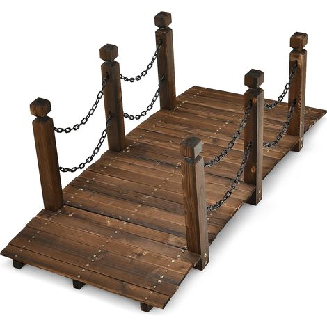 Ponte in Legno da Giardino, Ponte Decorativo per Giardino Piscina Esterna Cortile, Lungo 150 cm, capacita di Carico 181 kg