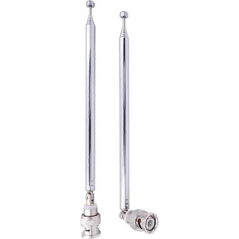 Antenne radio télescopique en acier inoxydable 25-26 BNC avec connecteur mâle BNC pour HF, VHF et UHF (1/4)
