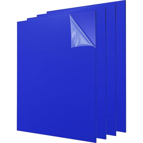 4Pcs Feuilles Acryliques 8x8 Pouces Panneau Acrylique 1/8 Pouce-3mm Planche Plastique Pour Cadres Photos Supports Signalisation Projets DIY Affichage Artisanat, Bleu Foncé (1/5)