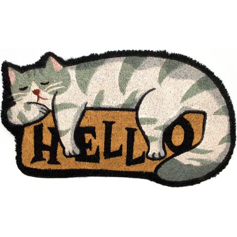 Zerbino Entrata Ingresso Esterno Antiscivolo Cocco Animal Cat Hello (1/4)