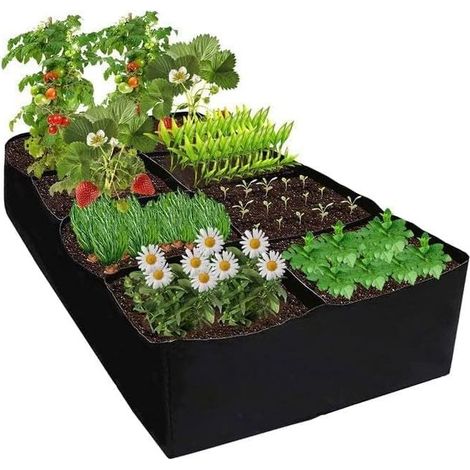 Sacs de culture à 8 compartiments, sacs de plantation en tissu non tissé, sacs de jardin rectangulaires respirants pour pommes de terre, tomates, légumes et fruits, 128 gallons