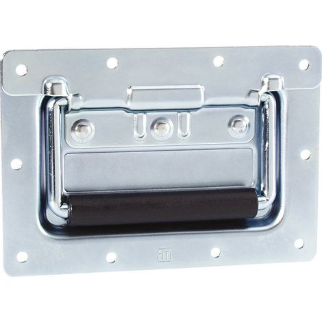 Adam Hall Hardware 34102 - Maniglia a Scomparsa media a Molla in Piastra di Montaggio grande Profondità 9,5 mm