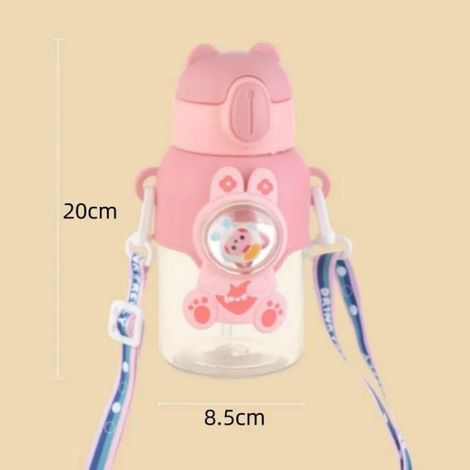 Gobelet À Eau - 600 ml - Avec Paille Anti-chute - Enfant Écolier Voyage - PC Alimentaire - Rose Vert Violet Bleu Rouge (1/3)