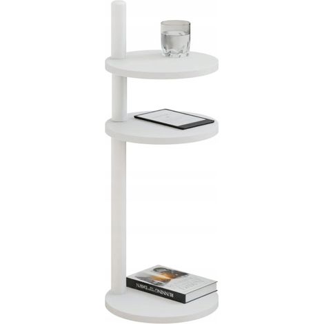 Table d'appoint ronde loft à 3 niveaux 30x30x97 cm métal blanc (1/5)