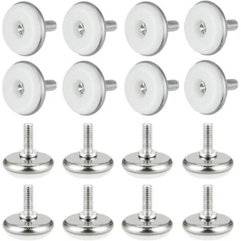 30 PCS Pied de Meuble a Visser M6, Pieds de Nivellement Meuble en Fer et Plastique, Pied de Table Chaise Antidérapant, M6 Pied Meuble pour Protection Sols de Meubles Contre Le Bruit (Blanc)