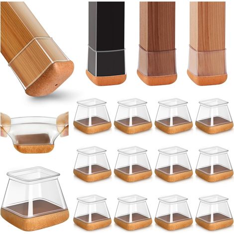 LaBlanc - 20 protectores cuadrados de silicona para patas de silla, almohadillas para sillas, protectores de piso de silicona transparente para pisos de madera, para patas de silla con almohadillas de