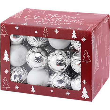 36 Boules de Noël, incassables 7 cm, plastique épais, crochet amovible, décoration sapin intérieur extérieur (1/5)