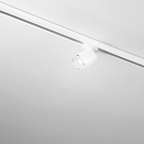 Faretto quadrato Binario in alluminio colore bianco per sistema binario attacco GU10 orientabile